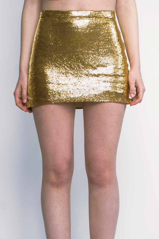 Interstellar Metallic Skirt - Gold