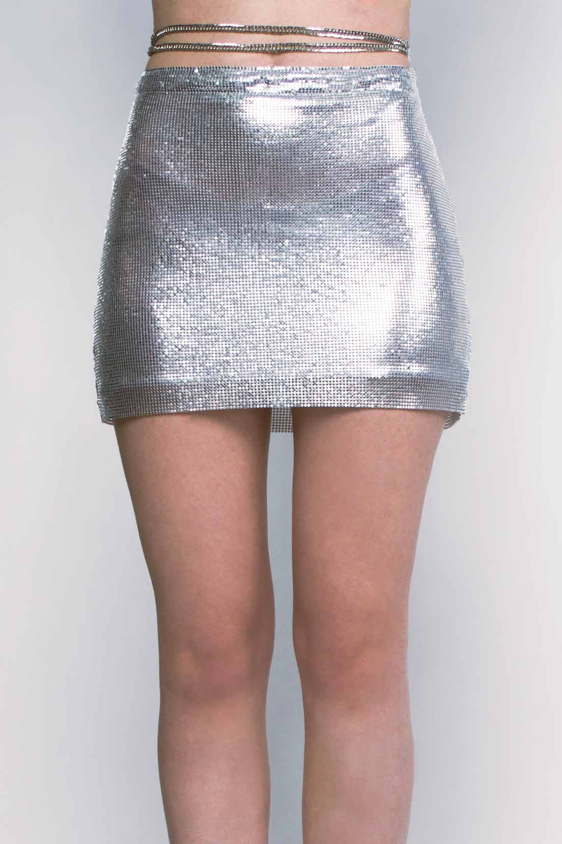 Interstellar Metallic Skirt - Silver